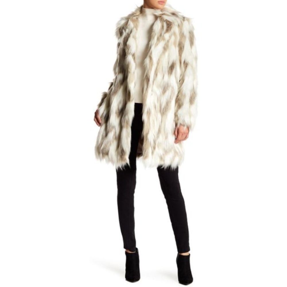 Tahari || Pheobe Multicolor Faux Fur Coat